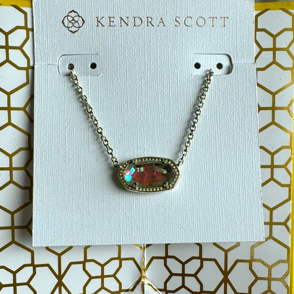 Kendra Scott Dichroic Glass Elisa Gold Pendant Necklace - Picture 2 of 6